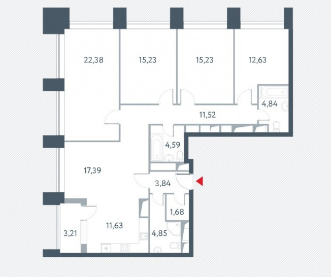Четырёхкомнатная квартира 127.4 м²
