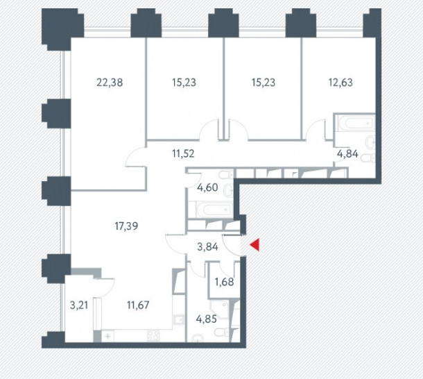 Четырёхкомнатная квартира 127.5 м²
