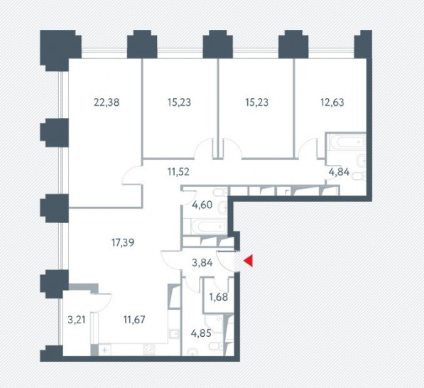 Четырёхкомнатная квартира 127.5 м²