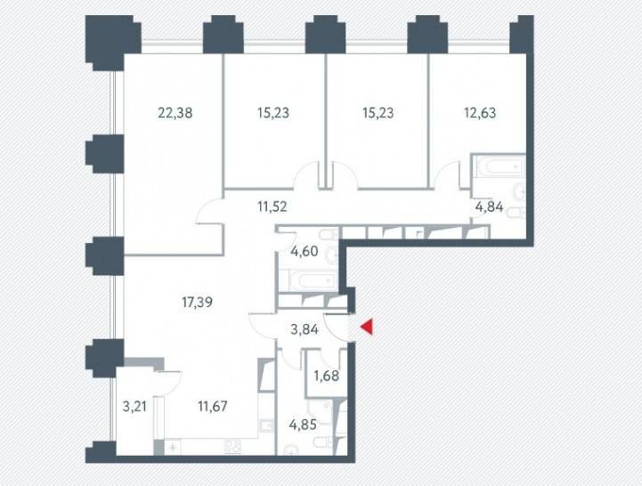 Четырёхкомнатная квартира 127.5 м²