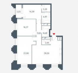 Четырёхкомнатная квартира 109.2 м²