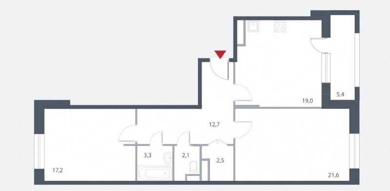 Двухкомнатная квартира 81.1 м²